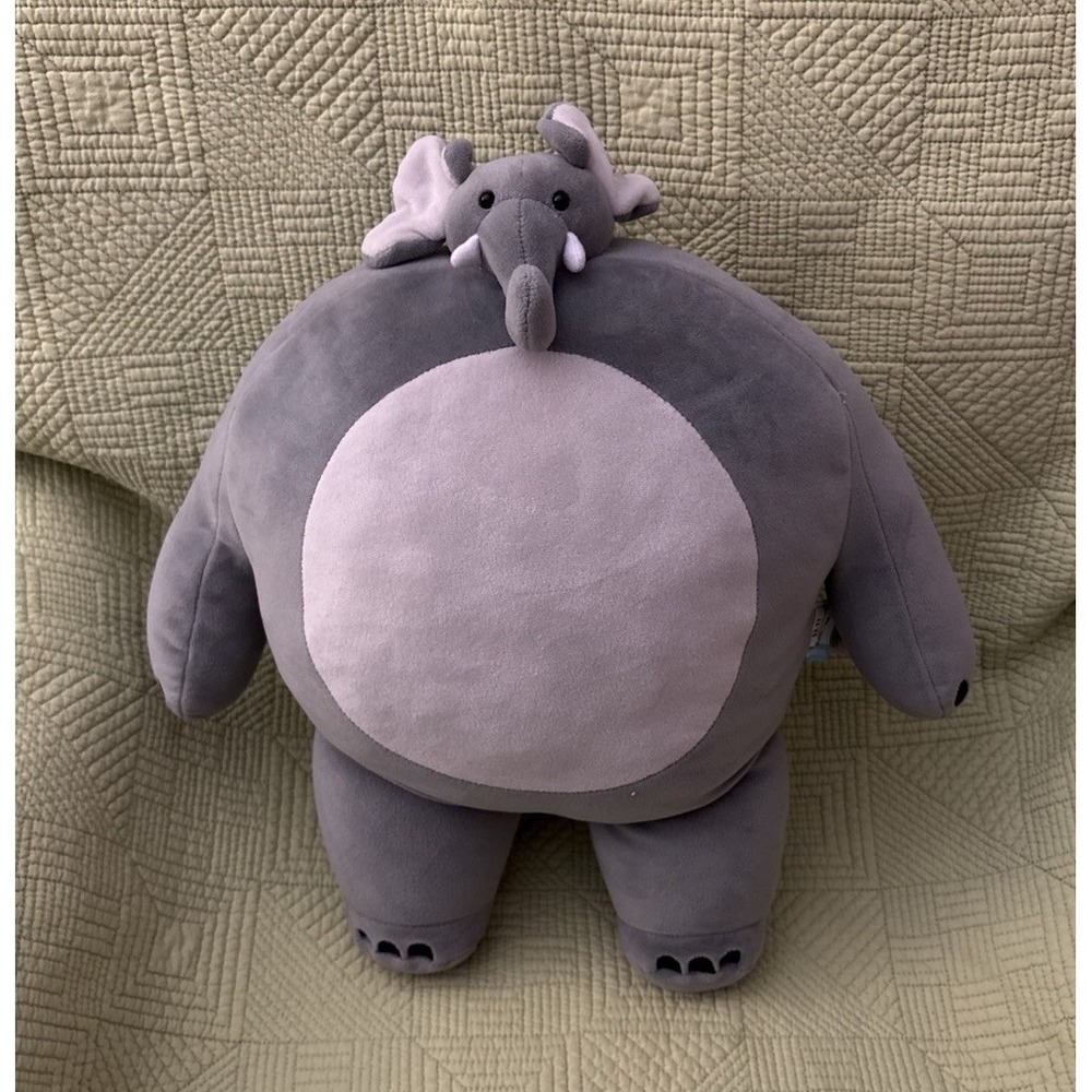 Tiny Headed Kingdom Dorrit Gray Elephant Plush Stuffed Pillow 18"